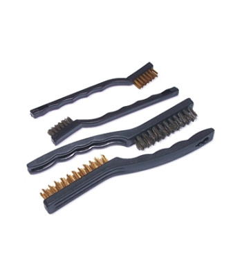 Valymo šepečių rinkinys, žalvariniai ir nailoniniai, 4 vnt. (2 × 40 mm + 2 × 85 mm)