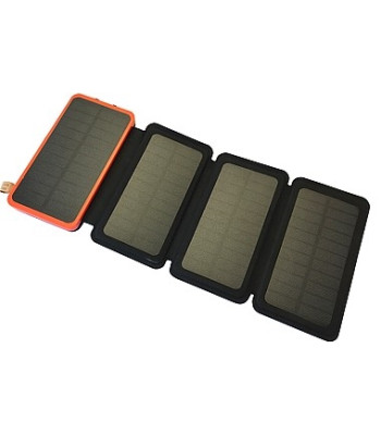 Nešiojamoji saulės energija įkraunama išorinė baterija su 4 išskleidžiamomis saulės plokštėmis ir žibintuvėliu, 20000 mAh, 15.5*8*3.3CM