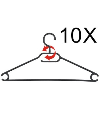 Drabužių pakabos su pasukamais kabliukais, 10 vnt., 410 mm