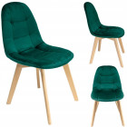 Krzesło COLIN tapicerowane welurowe zielone