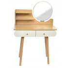 Toaletka kosmetyczna z lustrem - SCANDI biała / w kolorze drewna