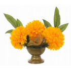 Kompozycja nagrobna stroik - chryzantemy żółte - 3 kwiaty