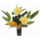 Kompozycja nagrobna stroik - kwiaty żółte - 3 kwiaty