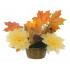 Kompozycja nagrobna stroik - chryzantemy, liście jesienne - 3 kwiaty