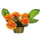 Kompozycja nagrobna stroik - chryzantemy pomarańczowe - 5 kwiatów