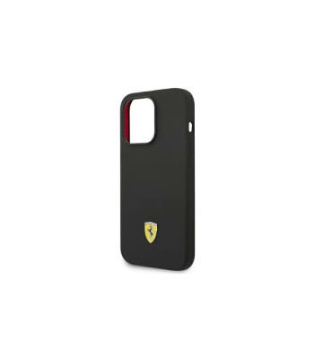 Ferrari dėklas, skirtas iPhone 14 Pro Max 6,7 FEHCP14XSIBBK juodas kietas silikono metalo logotipas