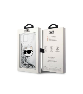 Karl Lagerfeld dėklas, skirtas iPhone 14 Plus 6,7 KLHCP14MLNCHCS sidabrinis kietas dėklas Glitter Choupette Head