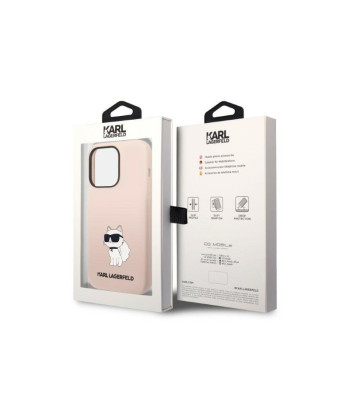Karl Lagerfeld dėklas, skirtas iPhone 14 Pro Max 6,7 KLHCP14XSNCHBCP rožinis kietas dėklas Silicone Choupette