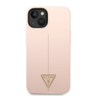 Guess dėklas, skirtas iPhone 14 Plus 6,7 GUHCP14MSLTGP rožinis kietas dėklas Silicone Line – trikampis