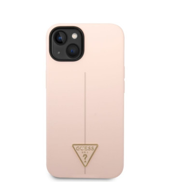 Guess dėklas, skirtas iPhone 14 Plus 6,7 GUHCP14MSLTGP rožinis kietas dėklas Silicone Line – trikampis