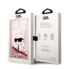 Karl Lagerfeld dėklas, skirtas iPhone 14 Plus 6,7 KLHCP14MLNCHCP rožinis kietas dėklas Liquid Glitter NFT Choupette Head