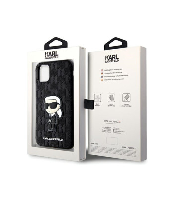 Karl Lagerfeld dėklas, skirtas iPhone 11 / Xr KLHCN61SAKHPKK juodas Saffiano Monogram Ikonik