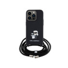 Karl Lagerfeld dėklas, skirtas iPhone 15 Pro 6,1 KLHCP15LSAKCPSK juodas HC Saffiano KC Metal Pin Crossbody