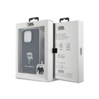 Karl Lagerfeld dėklas, skirtas iPhone 15 Pro 6,1 KLHCP15LSASKNPSK juodas HC Saffiano Ikonik Metal Pin Monogram Crossbody