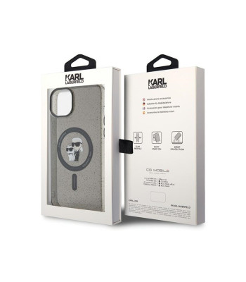 Karl Lagerfeld dėklas iPhone 15 6,1 KLHMP15SHGKCNOK juodas HC Magsafe IML KC Glitter