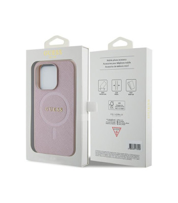 Guess dėklas skirtas iPhone 15 Pro 6,1 GUHMP15LPSAHMCP rožinis PU Saffiano Magsafe