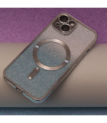 Glitter Chrome Mag dėklas, skirtas iPhone 15 6,1 sidabro gradientas