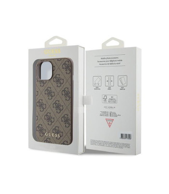 Guess dėklas iPhone 15 6,1 GUHCP15SG4GFBR rudas HC PU 4G metalinis logotipas