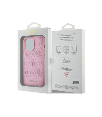 Guess dėklas skirtas iPhone 15 Pro 6,1 GUHCP15LP4EPMP rožinis HC PU dygsniuotas 4G Classic