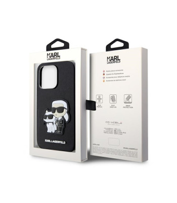 Karl Lagerfeld dėklas, skirtas iPhone 14 Pro 6,1 KLHCP14LSANKCPK juodas kietas dėklas Saffiano Karl - Choupette