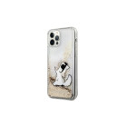Karl Lagerfeld dėklas, skirtas iPhone 12 Pro Max 6,7 KLHCP12LGCFD kietas auksinis dėklas Liquid Glitter Choupette Fun