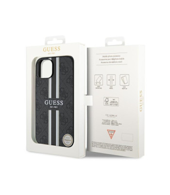 Guess telefono dėklas  iPhone 14 Plus 6,7 GUHMP14MP4RPSK black hartelefono dėklas Magsafe 4G Printed Stripes