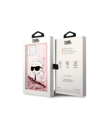 Karl Lagerfeld dėklas iPhone 14 Plus 6,7 KLHCP14MLNKHCP rožinė harddėklas Glitter Karl Head