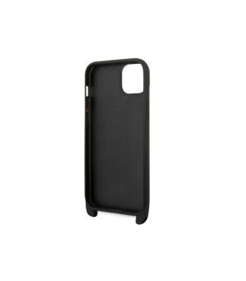 Karl Lagerfeld dėklas iPhone 14 Plus 6,7 KLHCP14MSTMMK black harddėklas Monogram Plaque Logo Strap