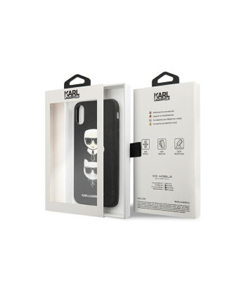 Karl Lagerfeld dėklas  iPhone X / XS KLHCPXSAKICKCBK black harddėklas Saffiano Karl-Choupette Head