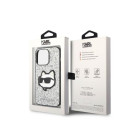 Karl Lagerfeld dėklas iPhone 14 Pro Max 6,7 KLHCP14XG2CPS silver harddėklas Glitter Choupette Patch