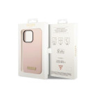 Guess telefono dėklas  iPhone 14 Pro Max 6,7 GUHMP14XSBPLP rožinė hard telefono dėklas Liquid Silikoninis Logo Plate MagSafe