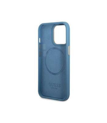 Guess telefono dėklas  iPhone 14 Pro Max 6,7 GUHMP14XU4GPRB blue hard telefono dėklas 4G Logo Plate MagSafe