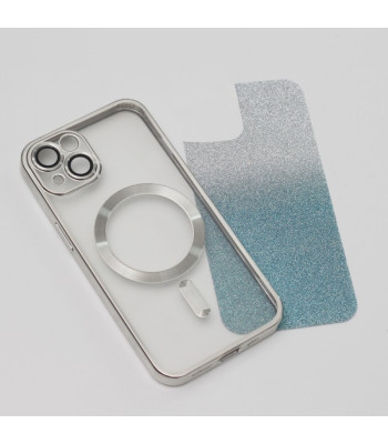 Glitter Chrome telefono dėklas iPhone 12 Pro Max 6,7 silver gradient