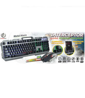 Rebeltec laidinis rinkinys: LED klaviatūra + pelė INTERCEPTOR grotuvams