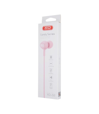 XO laidinės ausinės S6 lizdas 3,5 mm rožinės spalvos