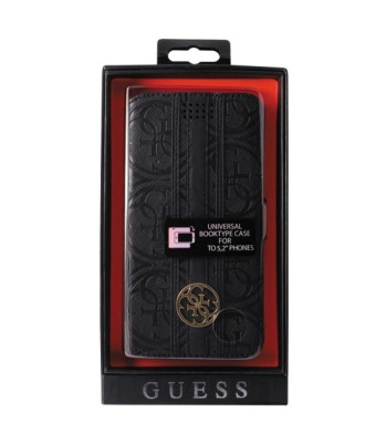 Guess Universalus dėklas GUBKLHEBK 4,6 - 5,2 juodas 4G Heritage max 14,5x7,5cm