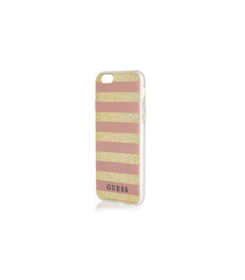 Guess iPhone 6 / 6S GUHCP6STGPI rožinis kietas dėklas Ethnic Chic Stripes 3D