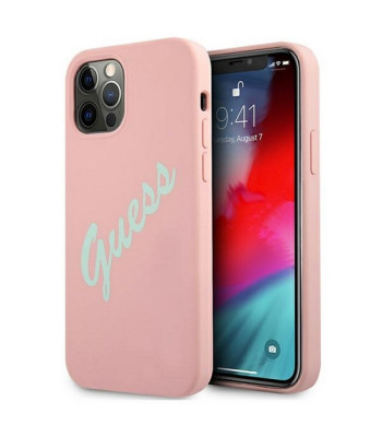 Guess dėklas, skirtas iPhone 12 / 12 Pro 6,1 GUHCP12MLSVSPG rausvai žalias kietas dėklas Silicone Vintage