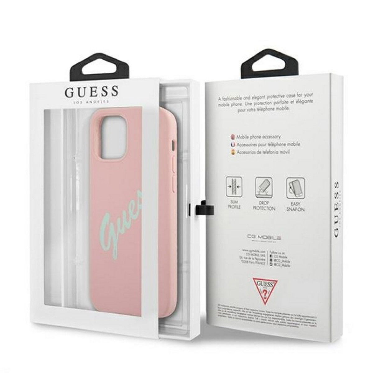 Guess dėklas, skirtas iPhone 12 / 12 Pro 6,1 GUHCP12MLSVSPG rausvai žalias kietas dėklas Silicone Vintage