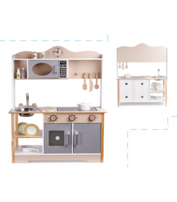LULILO vaikiška medinė virtuvė MDF KUKETO + priedai