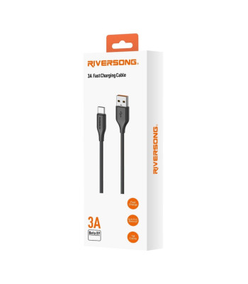 Riversong kabelis Beta 09 USB - microUSB 1,0m 3A juodas CM85