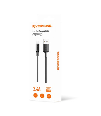 Riversong kabelis Zeta USB - Lightning 1,0m 2,4A juodas CL118