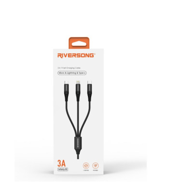 Riversong laidas 3in1 Infinity 05 USB - Lightning + USB-C + microUSB 1,0 m juodas C58