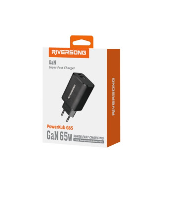 Riversong sieninis įkroviklis PowerKub G65 65W 1x USB 1x USB-C black AD96-EU