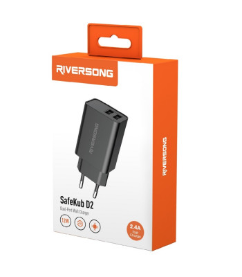 Riversong sieninis įkroviklis SafeKub D2 2x USB 12W black AD29
