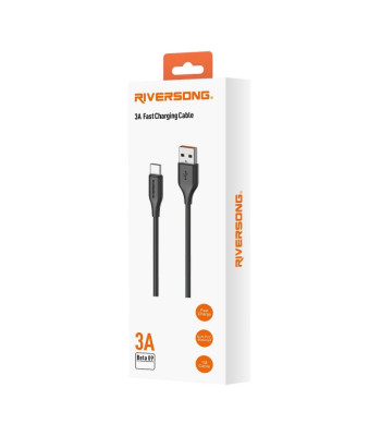 Riversong kabelis Beta 09 USB - USB-C 1,0m 3A juodas CT85