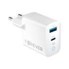 Forever TC-06-45AC GaN PD QC įkroviklis 1x USB-C 1x USB 45W baltas