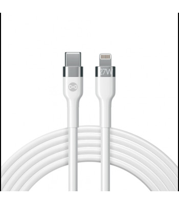 Forever Flexible MFi kabelis USB-C - Lightning 1,0 m 27W baltas