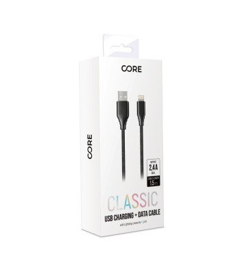 Forever Core Classic kabelis USB - Lightning 1,5 m 2,4A juodas