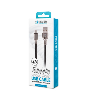 Forever Tornado kabelis USB - USB-C 1,0 m 3A juodas